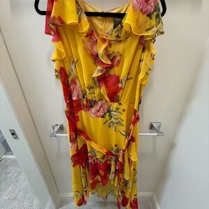 Floral Ruffle Dress in Yellow and Red
